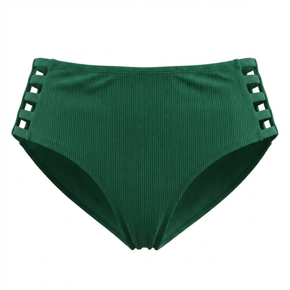 TIME & TRU Mid-Rise Bikini Swimsuit Bottoms 3X (24W-26W) Green Open Sides NEW